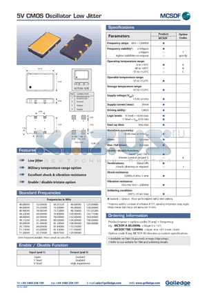 MCSOF/A datasheet - 5V CMOS Oscillator Low Jitter