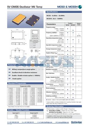 MCSOH/TAJ datasheet - 5V CMOS Oscillator MIL Temp