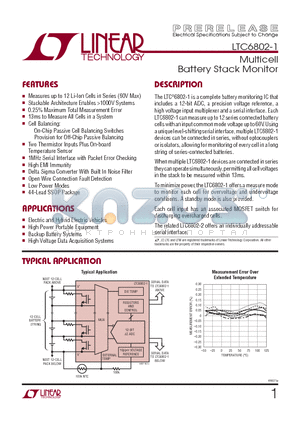LTC6802IG-1-PBF datasheet - Multicell Battery Stack Monitor