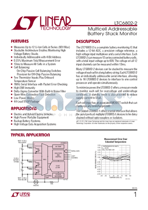 LTC6802IG-2 datasheet - Multicell Addressable Battery Stack Monitor