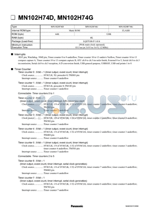 MN102H74G datasheet - MN102H74D