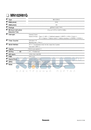 MN102H81G datasheet - MN102H81G