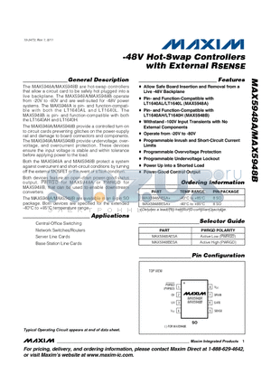 MAX5948A datasheet - -48V Hot-Swap Controllers with External RSENSE
