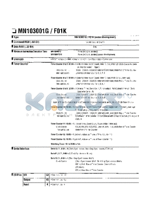 MN1030F01K datasheet - Microcomputers/Controllers