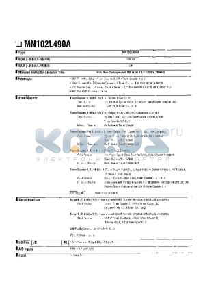 MN102L490A datasheet - Microcomputers/Controllers