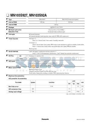 MN103S927 datasheet - MICROCOMPUTER LSI