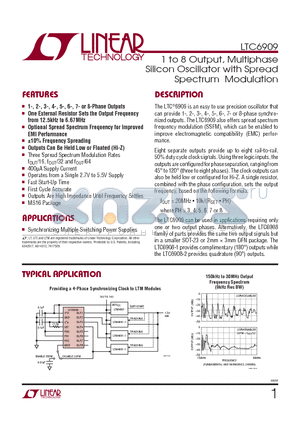 LTC6909 datasheet - 1 to 8 Output, Multiphase Silicon Oscillator with Spread Spectrum Modulation