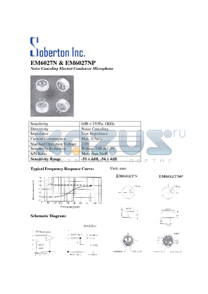 EM6027N datasheet - Noise Canceling Electret Condenser Microphone