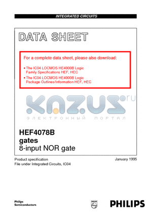 HEF4078BT datasheet - 8-input NOR gate
