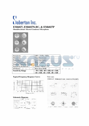 EM6027S-BC datasheet - Omnidirectional Electret Condenser Microphone