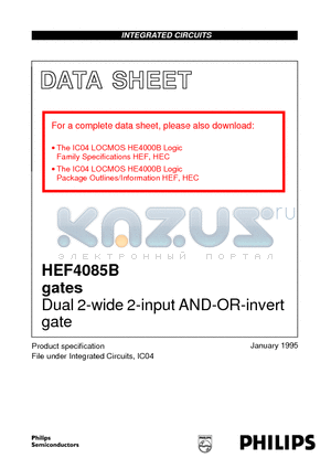 HEF4085BF datasheet - Dual 2-wide 2-input AND-OR-invert gate