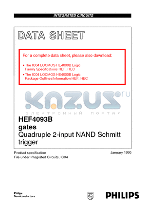 HEF4093BP datasheet - Quadruple 2-input NAND Schmitt trigger