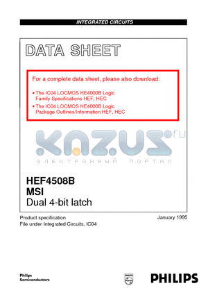 HEF4508BD datasheet - Dual 4-bit latch