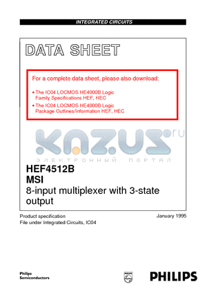 HEF4512BP datasheet - 8-input multiplexer with 3-state output