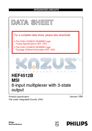 HEF4512BT datasheet - 8-input multiplexer with 3-state output