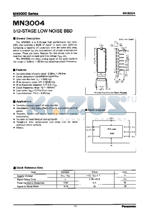 MN3000 datasheet - 512-STAGE LOW NOISE BBD