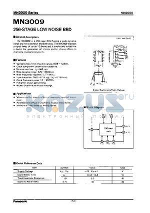 MN3009 datasheet - 256-STAGE LOW NOISE BBD