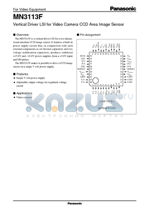 MN3113F datasheet - Vertical Driver LSI for Video Camera CCD Area Image Sensor