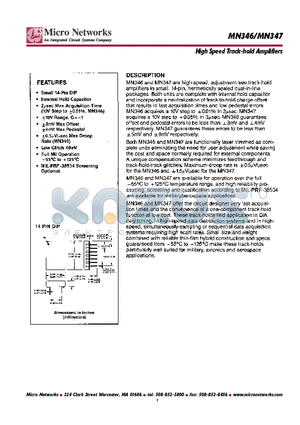 MN346 datasheet - High Speed Track-hold Amplifiers