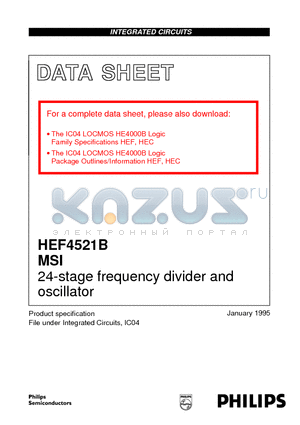 HEF4521B datasheet - 24-stage frequency divider and oscillator