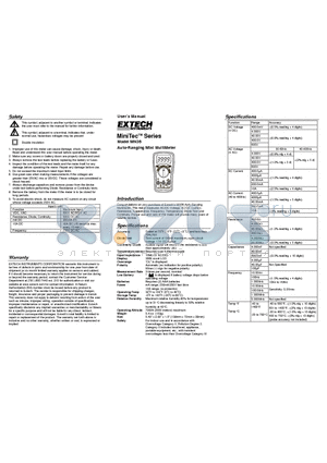 MN36 datasheet - Auto-Ranging Mini MultiMeter