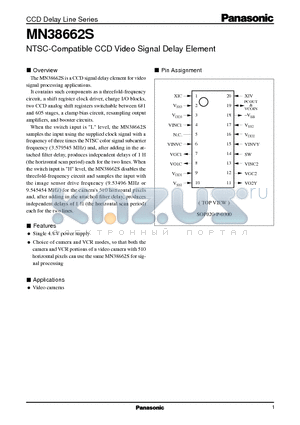 MN38662S datasheet - NTSC-Compatible CCD Video Signal Delay Element