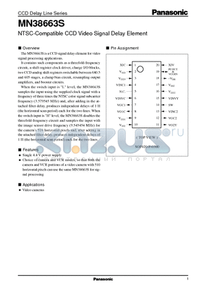 MN38663S datasheet - NTSC-Compatible CCD Video Signal Delay Element