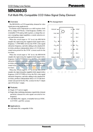 MN3883S datasheet - Full Multi-PAL-Compatible CCD Video Signal Delay Element