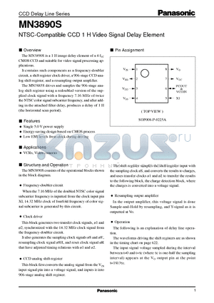 MN3890S datasheet - NTSC-Compatible CCD 1 H Video Signal Delay Element