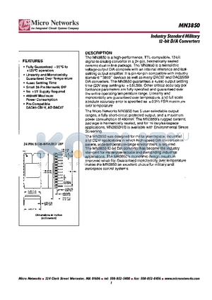 MN3850 datasheet - Industry Standard Military 12-bit D/A Converters