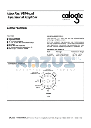 LH0032G datasheet - Ultra Fast FET-Input Operational Amplifier