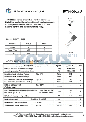 IPT0106-XXU datasheet - suitable for low power AC Switching application