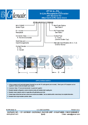 IPT01A18-11SZCPG16 datasheet - In-Line Receptacle Connector