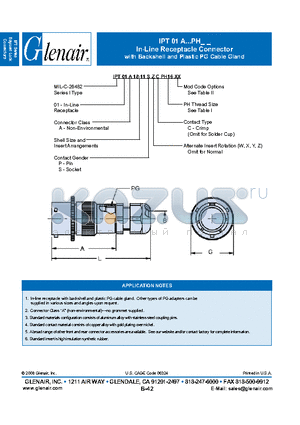 IPT01A18-11SZCPH16 datasheet - In-Line Receptacle Connector