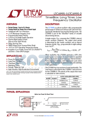 LTC6993 datasheet - TimerBlox: Long Timer, Low Frequency Oscillator