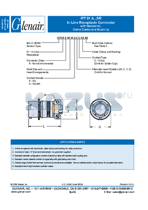 IPT01E18-11SZCSR datasheet - In-Line Receptacle Connector