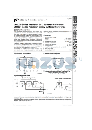 LH0070-1H datasheet - LH0070 Series Precision BCD Buffered Reference