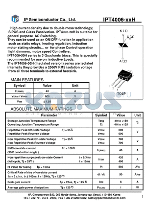 IPT4006-50H datasheet - High current density due to double mesa technology