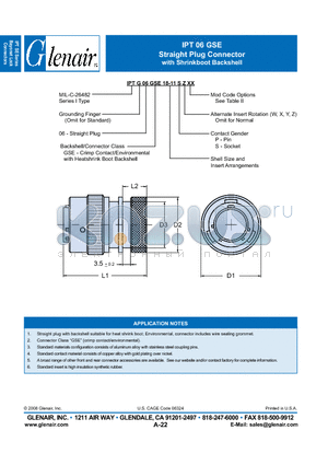 IPTG06GSE18-11SZ datasheet - Straight Plug Connector