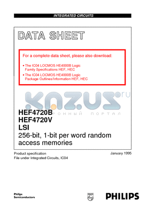 HEF4720VN datasheet - 256-bit, 1-bit per word random access memories