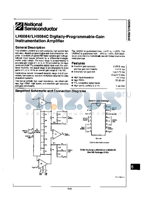 LH0084 datasheet - Digitally-Programmable-Gain Instrumentation Amplifier