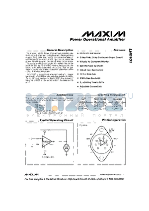 LH0101 datasheet - Power Operational Amplifier