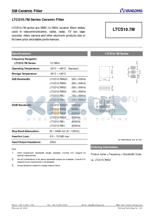 LTCS10.7M datasheet - Ceramic Filter