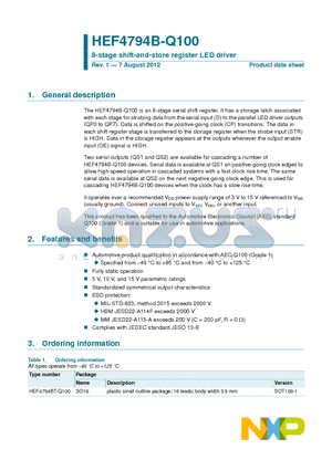 HEF4794B-Q100 datasheet - 8-stage shift-and-store register LED driver