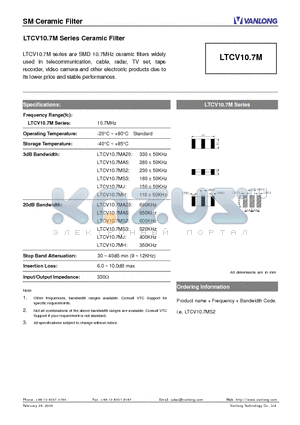 LTCV10.7M datasheet - Ceramic Filter