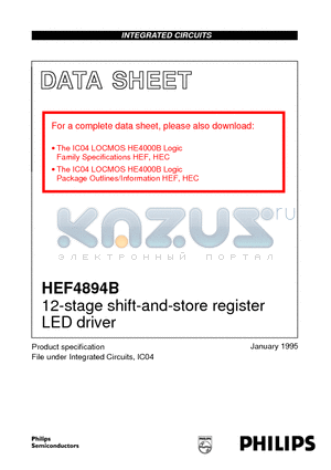 HEF4894B datasheet - 12-stage shift-and-store register LED driver