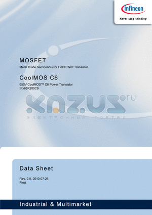 IPW65R280C6 datasheet - 650V CoolMOS C6 Power Transistor