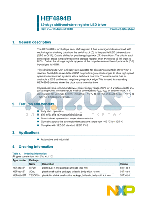 HEF4894BT datasheet - 12-stage shift-and-store register LED driver