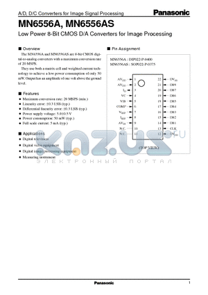 MN6556A datasheet - Low Power 8-Bit CMOS D/A Converters for Image Processing