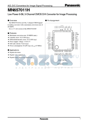 MN657011H datasheet - Low Power 8-Bit, 3-Channel CMOS D/A Converter for Image Processing